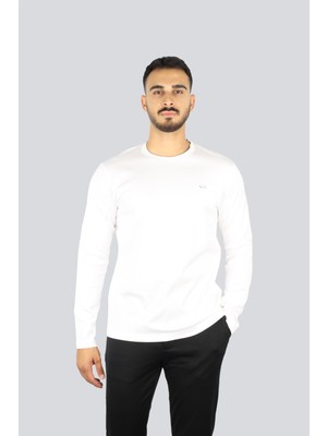 Paul & Shark Erkek Slim Fit Bisiklet Yakalı Uzun Kollu Beyaz T-Shirt 15311611A-46A
