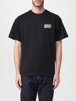 Versace Erkek Normal Kalıp Yuvarlak Yakalı Logo Desenli Kısa Kollu Siyah T-Shirt 79GAHP10CJ01P-899