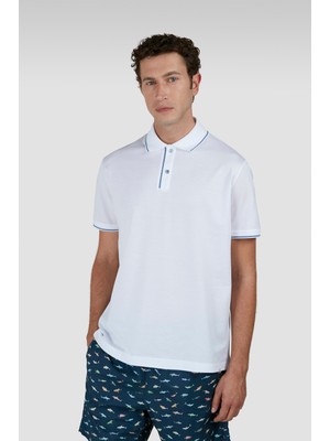 Paul & Shark Erkek Normal Kalıp %100 Pamuklu Kısa Kollu Beyaz Polo Yaka T-Shirt 25411219-010