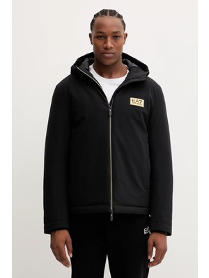 EA7 Erkek Kapşonlu Yaka Uzun Kol Fermuar Kapama Cep Detay Siyah Ceket 7M001020 AF13563-UC001