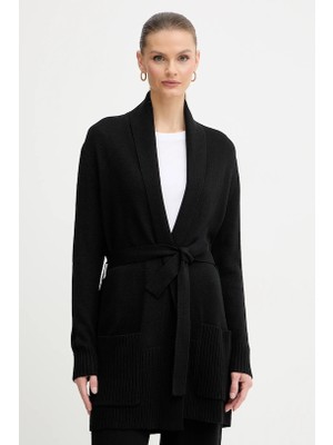 Armani Exchange Kadın Beli Kuşaklı ve Cep Rahat Kesim Uzun Kol Siyah Hırka XW000766 AF13774-UC001