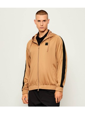 EA7 Erkek Kapşonlu Yaka Fermuarlı Uzun Kol Düz Bej Eşofman Üstü 7M000621 AF17089-U6171