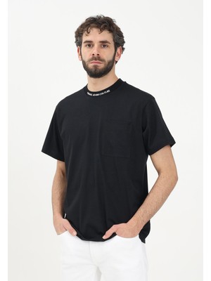 Versace Erkek Yuvarlak Yaka Kısa Kollu Yakası Logo Detaylı Siyah T-Shirt 78GAHE03CJ00E-899