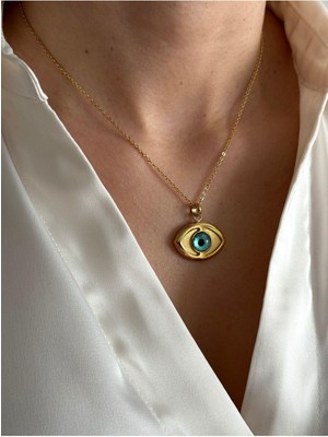 Hercy Çelik Göz Kolye | Paslanmaz Çelik Gold Göz Kolye