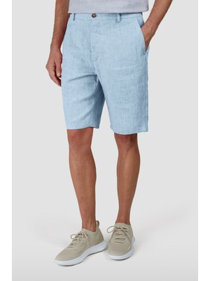 Paul & Shark Erkek Regular Fit %100 Keten Normal Bel Mavi Şort 25414042-720