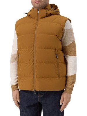 Paul & Shark Erkek Kapitone Desenli Içi Dolgulu Kapüşonlu Kahverengi Yelek 15312006-976