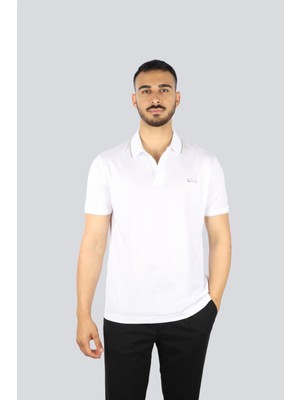 Paul & Shark Erkek Pamuklu Marka Logolu Kısa Kollu Polo Yaka Beyaz Polo Yaka T-Shirt 25411301-010