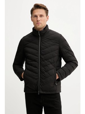 Paul & Shark Erkek Normal Kalıp Kapitone Desenli Rüzgar ve Su Geçirmez Dik Yaka Siyah Ceket 15312603-011