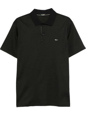 Paul & Shark Erkek Kısa Kollu Polo Yaka Düğme Kapamalı Siyah-Gümüş Polo Yaka T-Shirt 15311726-11D