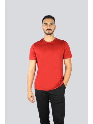 Paul & Shark Erkek Regular Fit Yuvarlak Yakalı Shark Işlemeli Pamuklu Kısa Kollu Kırmızı T-Shirt 15311623-636