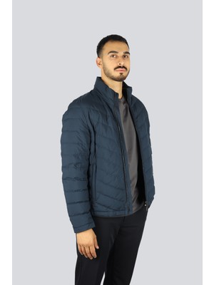 Paul & Shark Erkek Normal Kalıp Kapitone Desenli Rüzgar ve Su Geçirmez Dik Yaka Lacivert Ceket 15312603-013