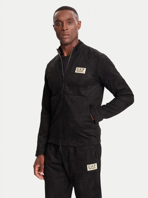 EA7 Erkek Dik Yaka Regular Fit Fermuar Kapamalı Uzun Kollu Siyah Eşofman Üstü 7M000674 AF16718-UC001