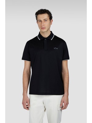 Paul & Shark Erkek Pamuklu Marka Logolu Kısa Kollu Polo Yaka Siyah Polo Yaka T-Shirt 25411301A-011