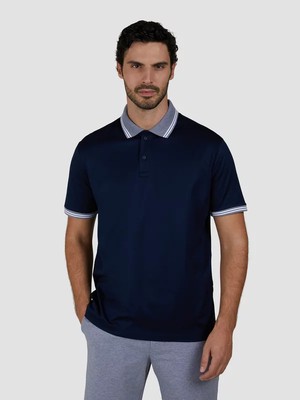 Paul & Shark Erkek Regular Fit Yakası ve Kolları Şerit Çizgili Pamuklu Kısa Kollu Lacivert Polo Yaka T-Shirt 25411310-013