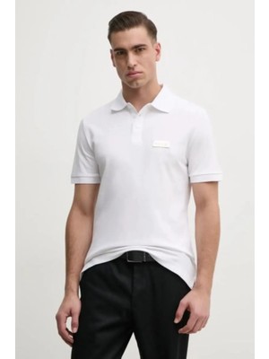 Versace Erkek Pamuklu Polo Yaka Kısa Kollu Günlük Kullanım Beyaz Polo Yaka T-Shirt 78GAGT08CJ01T-G03