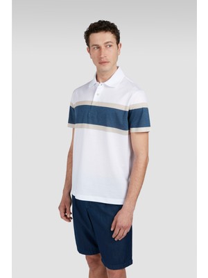 Paul & Shark Erkek Pamuklu Polo Yakalı Düğme Kapamalı Kısa Kollu Beyaz Polo Yaka T-Shirt 25411260A-344