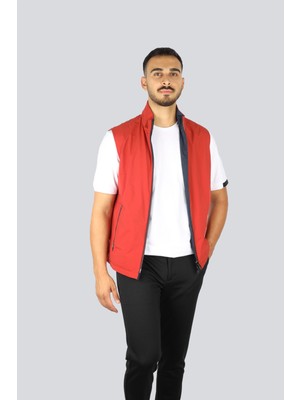 Paul & Shark Erkek Çift Taraflı Dik Yaka Fermuarlı Kırmızı-Lacivert Yelek 14312604-636
