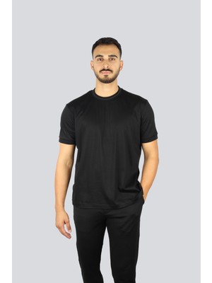 Paul & Shark Erkek Regular Fit Pamuklu Yuvarlak Yakalı Shark Logo Işlemeli Kısa Kollu Siyah-Gümüş T-Shirt 15311627-11D