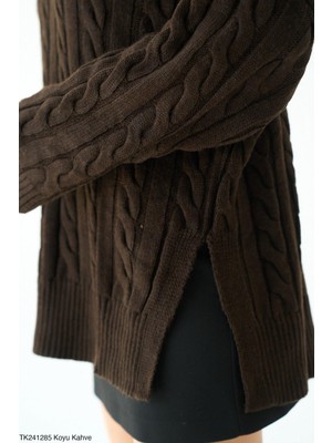 Butik Belvita Saç Örgü Desenli Kazak