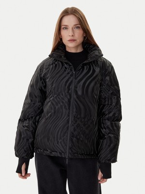 Armani Exchange Kadın Desenli Regular Fit Çıkarılabilir Kapüşonlu Uzun Kol Dik Yaka Siyah Mont XW000690 AF16211-FC102