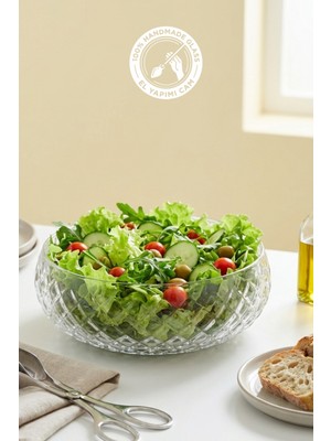 PremiumPort El Yapımı Orta Boy Cam Salata Kasesi, Şık ve Dayanıklı Tasarım