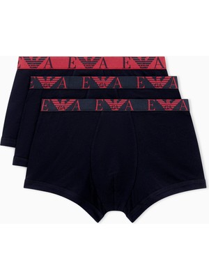 Emporio Armani Erkek Beli Lastikli Pamuklu Slim Fit 3'lü Siyah1 Boxer EM000259 AF10780-MC406
