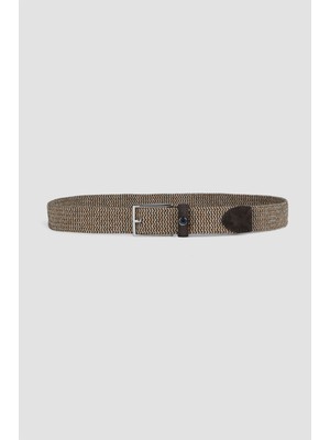 Paul & Shark Erkek Mikro Dokumalı Tasarımlı Esnek Kumaş Kahverengi Kemer 25416007-W37