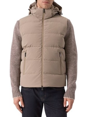 Paul & Shark Erkek Kapitone Desenli Içi Dolgulu Kapüşonlu Bej Yelek 15312006-128