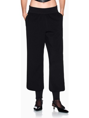 Armani Exchange Kadın Rahat Kalıp Beli ve Paçası Lastikli Logo Baskılı Siyah Pantolon XW000971 AF16111-UC001