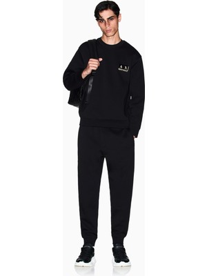 Armani Exchange Erkek Streç Pamuklu Logolu Regular Fit Jogger Normal Bel Siyah Pantolon XM001886 AF10818-MC237