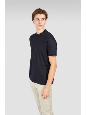 Paul & Shark Erkek Regular Fit Pamuklu Yuvarlak Yakalı Shark Logo Işlemeli Kısa Kollu Lacivert-Gold T-Shirt 15311627-50E