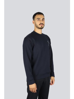 Paul & Shark Erkek Regular Fit Pamuklu Logo Baskılı Yuvarlak Yaka Uzun Kollu Lacivert Sweatshirt 15311862-050