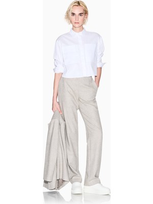 Armani Exchange Kadın Regular Fit Normal Bel Düz Paça Yünlü Bej Pantolon XW000723 AF16146-M1088