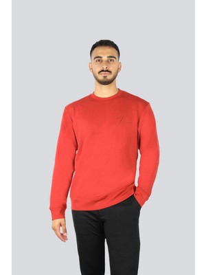 Paul & Shark Erkek Normal Kalıp Logo Desenli Yuvarlak Yakalı Pamuklu Uzun Kollu Kırmızı Sweatshirt 15311861-636