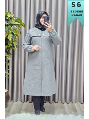 Elmas Tesettür Kadın Giyim Büyük Beden Yaprak Bronşlu  Kolları Lastikli Mevlana Kesim Kaşe Kap