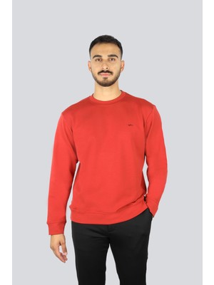 Paul & Shark Erkek Regular Fit Pamuklu Metalik Logolu Yuvarlak Yakalı Uzun Kollu Kırmızı Sweatshirt 15311864-636