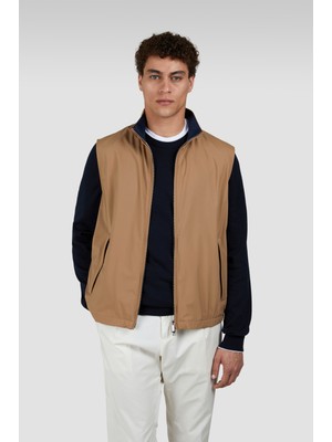 Paul & Shark Erkek Regular Fit Dik Yaka Fermuarlı Iç Cepli Kahverengi Yelek 25412621-627