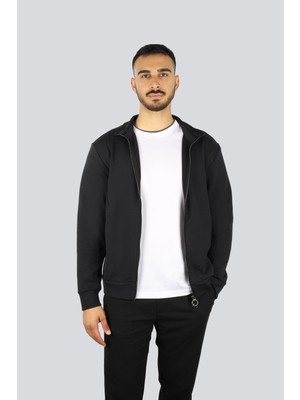 Paul & Shark Erkek Fermuarlı Dik Yaka Regular Fit Esnek Pamuklu Kumaş Uzun Kollu Siyah Sweatshirt 25411814-11D