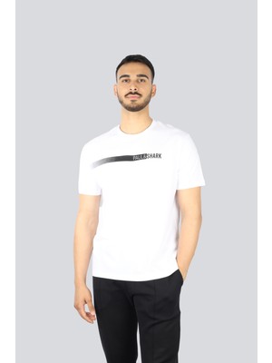 Paul & Shark Erkek Bisiklet Yaka Paul Shark Gölgeli Yazı Desenli Kısa Kollu Beyaz T-Shirt 25411039-010