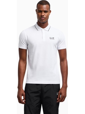 EA7 Erkek Dokuma Kumaş Kısa Kol Düz Model Beyaz Polo Yaka T-Shirt 8NPF16 PJVUZ-1100