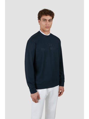 Paul & Shark Erkek Regular Fit Logo Detaylı Yuvarlak Yaka Uzun Kollu Pamuklu Lacivert Sweatshirt 25411881-050