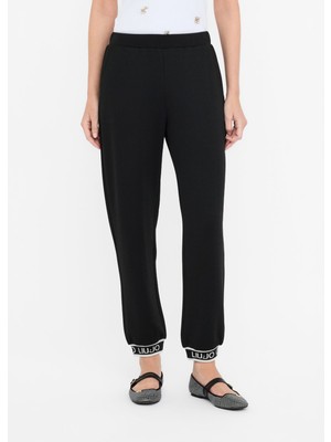 Liu Jo Kadın Regular Fit Beli ve Paçası Lastikli Dokuma Kumaş Siyah Pantolon TF5284J4747-R9342