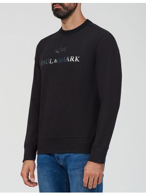 Paul & Shark Erkek Pamuklu Uzun Kol Dokuma Günlük Kullanım Siyah Sweatshirt 14311815-11D