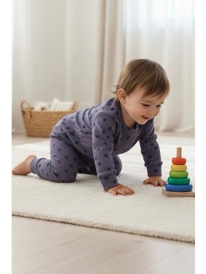 Breeze Kız Bebek Pijama Takımı Omuzdan Patlı Puantiye Desenli 4 Ay-1 Yaş, Lila