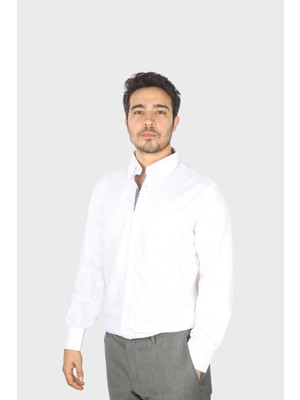 Paul & Shark Erkek Spor Model Uzun Kollu Regular Fit Beyaz Gömlek 14313042-010