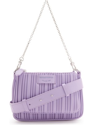 Emporio Armani Kadın Logolu Fermuarlı Deri Günlük Kullanım Mor Omuz Çantası Y3H317 YWQ4E-80264