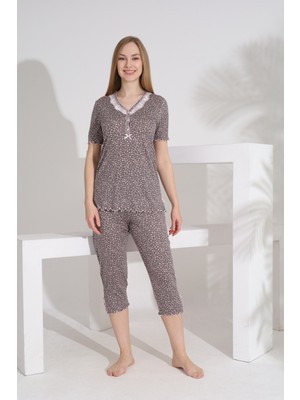 Evia Angelique Bambu Kumaş Kısa Kol Kadın Kapri Takım 22312-313