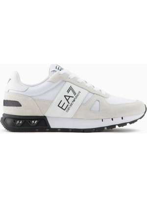 EA7 Unısex Yuvarlak Burunlu Fileli Kumaş Logolu Siyah-Beyaz Sneaker X8X151 XK354-S271