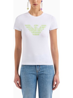 Emporio Armani Kadın Pamuklu Kısa Kollu Yuvarlak Yaka Beyaz T-Shirt 3D2T7N 2J07Z-0100