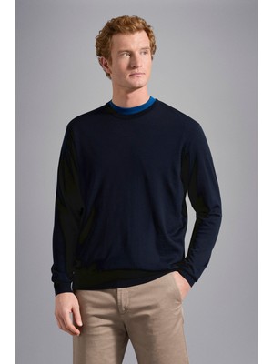 Paul & Shark Erkek Organik Pamuklu Uzun Kollu Mavi Sweatshirt C0P1047-050